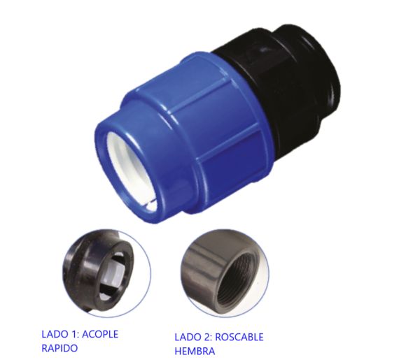 ADAPTADOR HEMBRA PE 20mmx1/2" ACOPLE RAPIDO IMP.