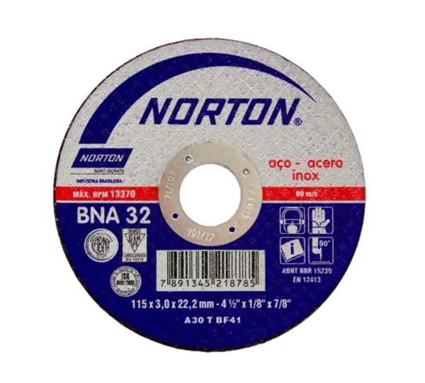 DISCO CORTE METAL BNA32 9"x1/8"x7/8" PLANO NORTON